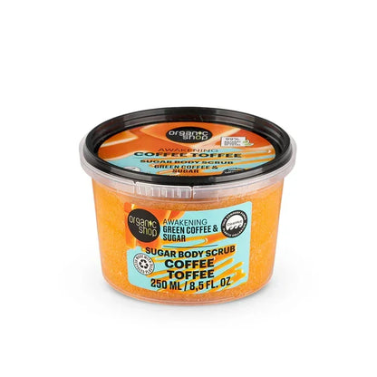 Organic Shop Sugar Body Scrub Coffee Toffee with green coffee and sugar, 250ml, GOLDFARMACI