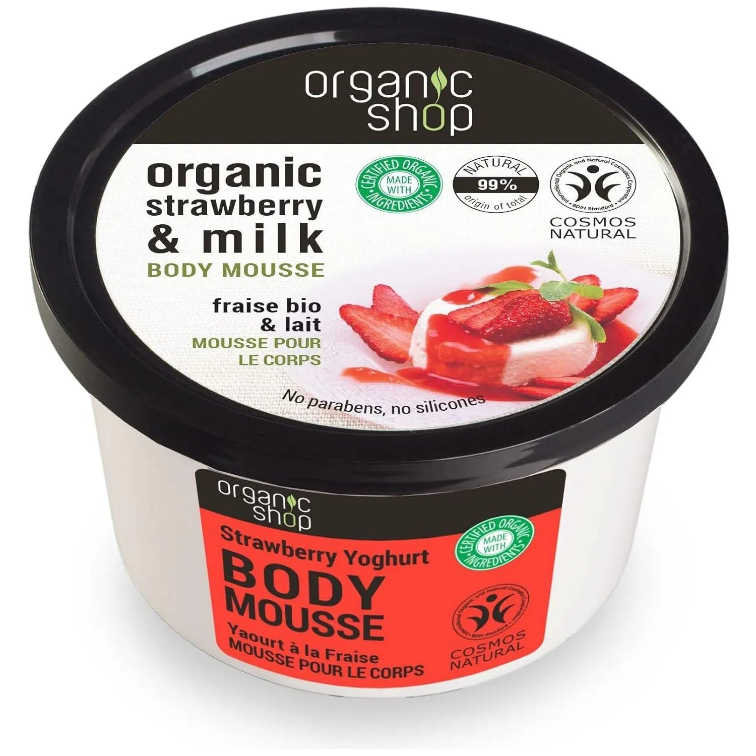 Organic Shop - Strawberry & Milk Body Mousse - GOLDFARMACI