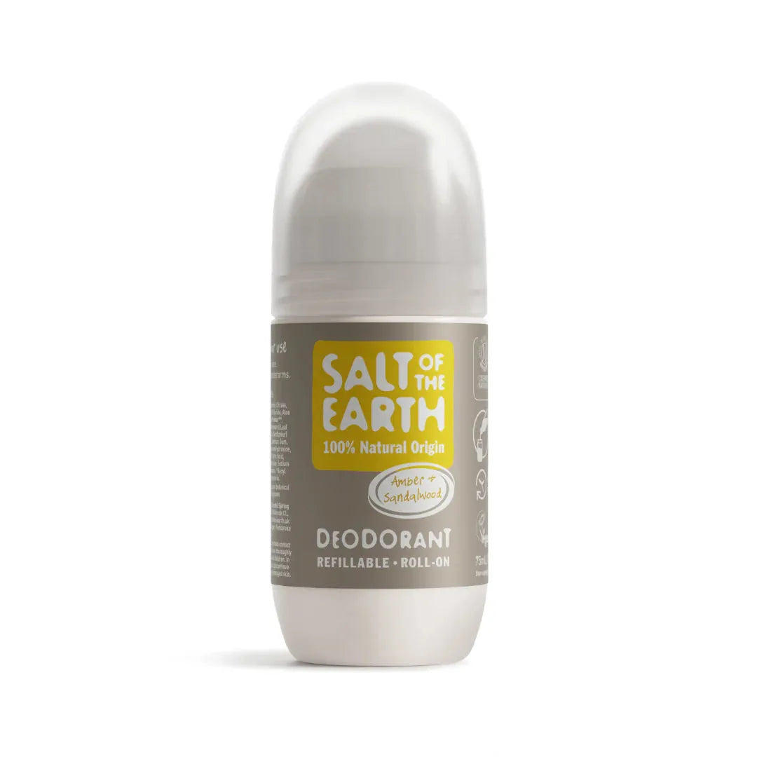Salt of the Earth - Amber & Sandalwood Natural Refillable Roll-On Deodorant - GOLDFARMACI