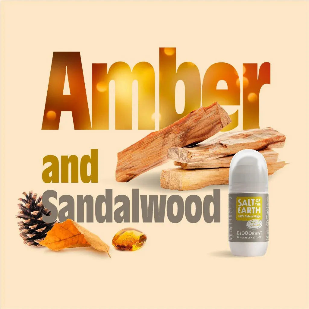 Salt of the Earth - Amber & Sandalwood Natural Refillable Roll-On Deodorant - GOLDFARMACI