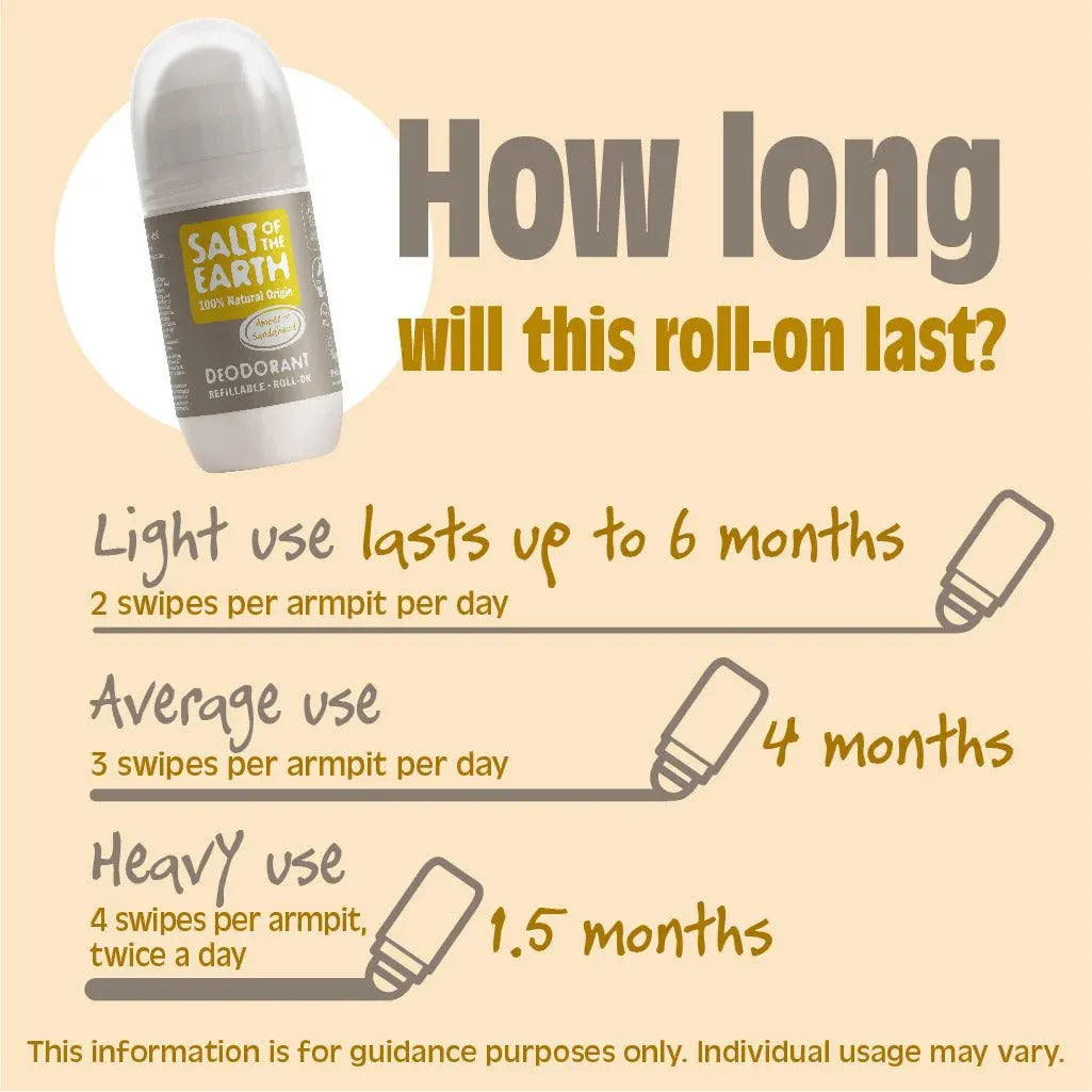 Salt of the Earth - Amber & Sandalwood Natural Refillable Roll-On Deodorant - GOLDFARMACI