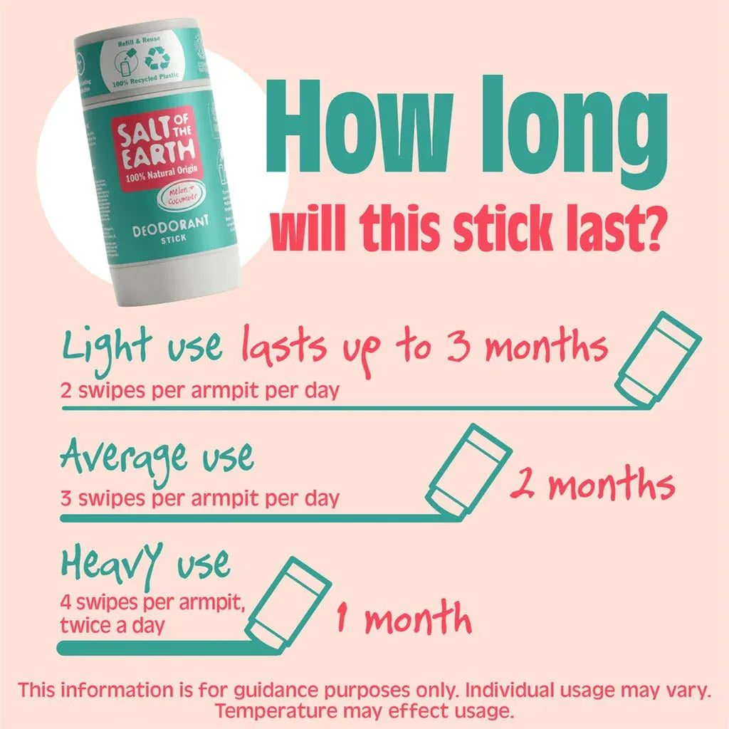 Salt of the Earth - Melon & Cucumber Natural Deodorant Stick - GOLDFARMACI