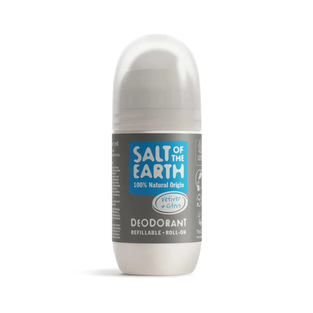 Salt of the Earth - Vetiver & Citrus Natural Refillable Roll-On Deodorant - GOLDFARMACI