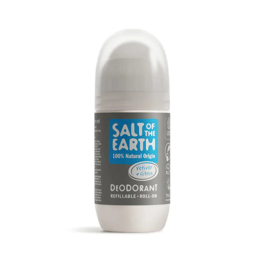 Salt of the Earth - Vetiver & Citrus Natural Refillable Roll-On Deodorant - GOLDFARMACI