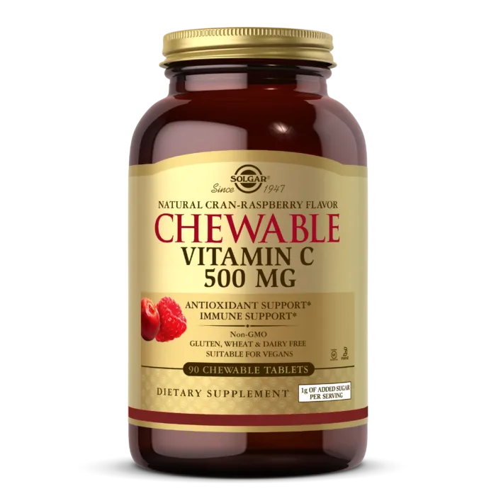 Solgar - Vitamin C 500 mg Chewable Tablets – Cran Raspberry Flavor - GOLDFARMACI