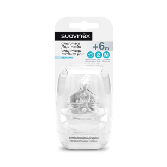 Suavinex anatomical silicone bottle teats for 6 months plus
