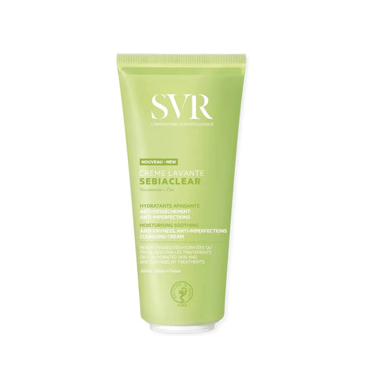 SVR Sebiaclear Cleansing Cream tube, dermocosmetic skincare on white background from Goldfarmaci