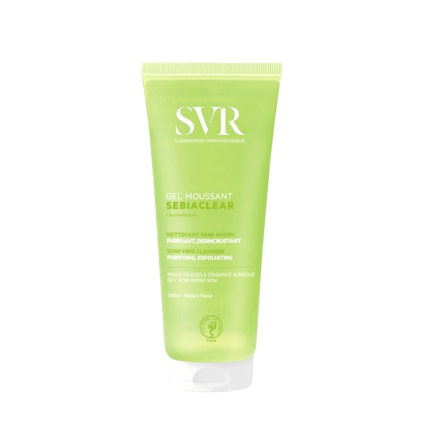 SVR Sebiaclear purifying foaming gel 200ml for oily skin, product photo on white at Goldfarmaci