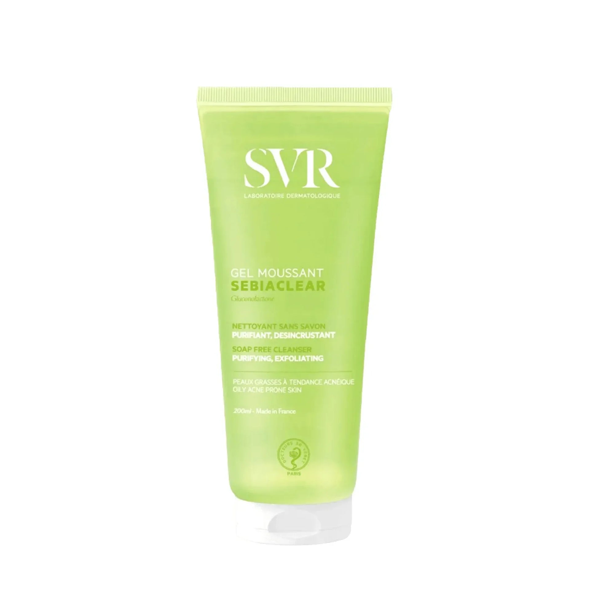 SVR Sebiaclear purifying foaming gel 200ml for oily skin, product photo on white at Goldfarmaci
