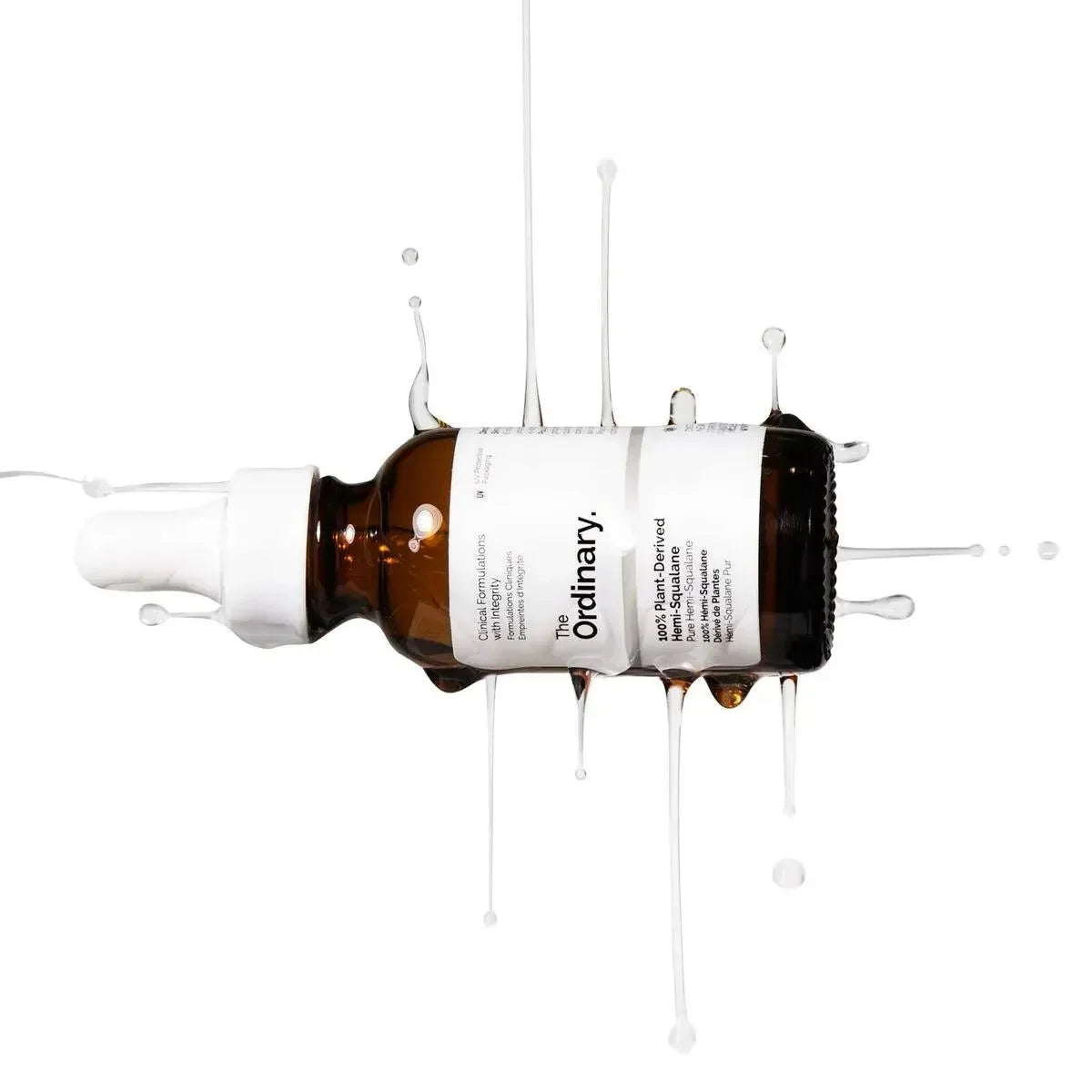 The Ordinary 100% Plant-Derived Hemi-Squalane serum bottle with liquid texture, featured by Goldfarmaci Albania online pharmacy.