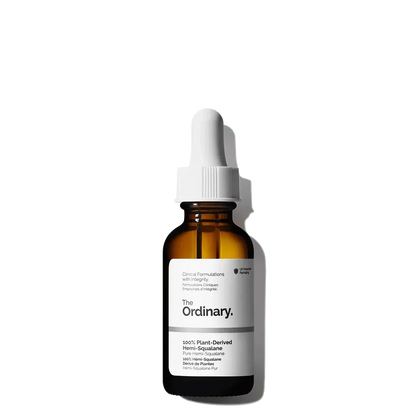 The Ordinary 100% Plant-Derived Hemi-Squalane serum bottle with dropper, skincare product at Goldfarmaci