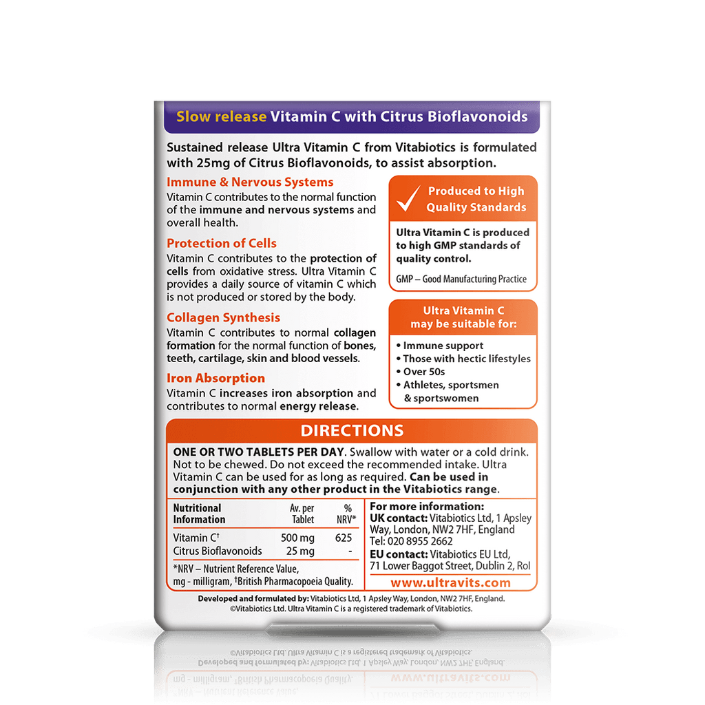 Vitabiotics Ultra Vitamin C 500 mg back pack