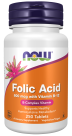 NOW Folic Acid 800 mcg with Vitamin B12 250 tablets