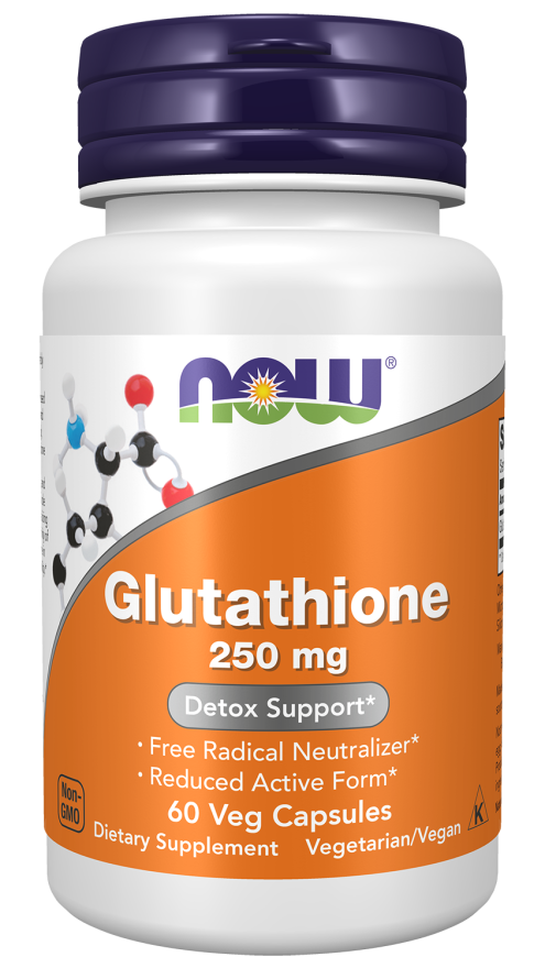 NOW Glutathione 250 mg 60 veg capsules bottle