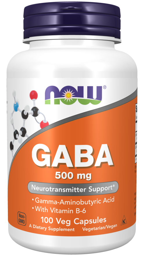 NOW GABA 500 mg with Vitamin B-6 - 100 Veg Capsules