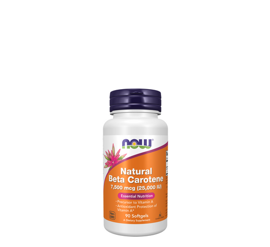NOW Natural Beta Carotene 7,500 mcg, 90 softgels