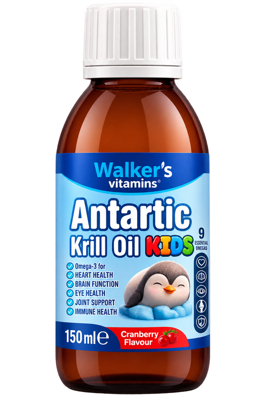 Walker's Vitamins Antarctic Krill Oil Kids, shije boronice të kuqe, 150 ml
