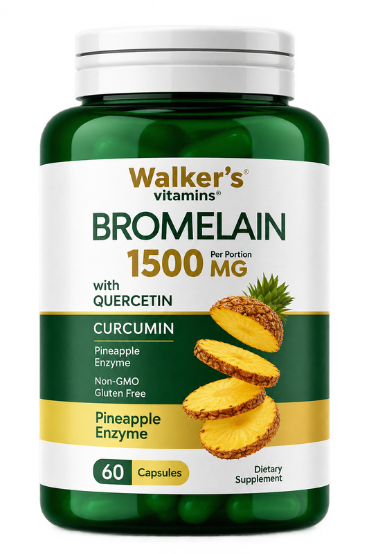 Walker’s Vitamins Bromelain 1500 mg with quercetin and curcumin, 60 capsules