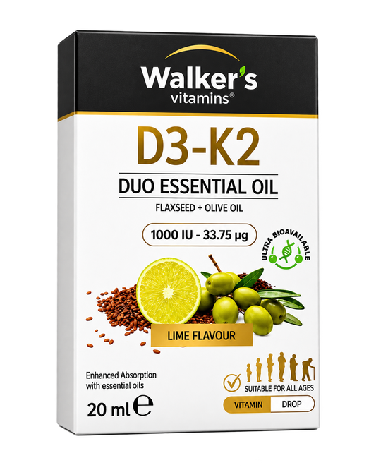 Walker's Vitamins D3-K2 Duo Essential Oil box, lime flavour, 20 ml