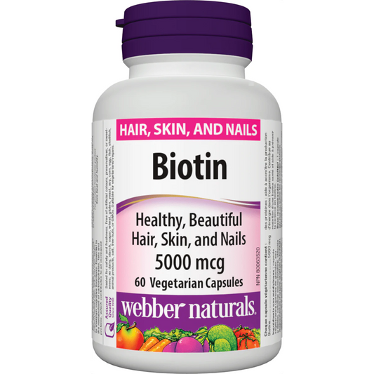 Webber Naturals Biotin 5000 mcg 60 Vegetarian Capsules