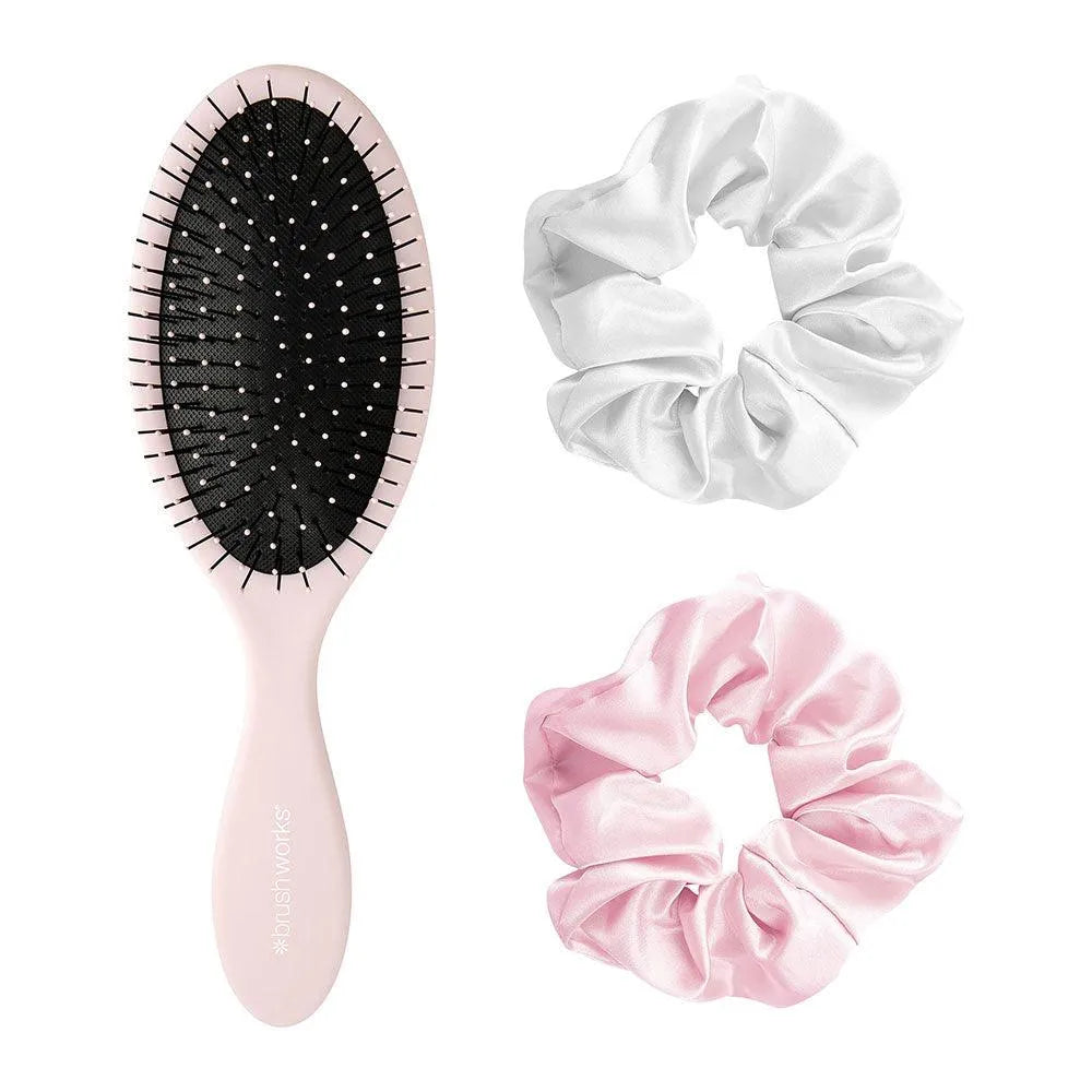 Brushworks - Detangling Brush & Satin Scrunchies - GOLDFARMACI