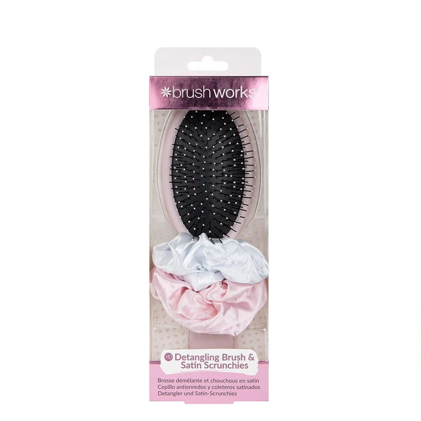 Brushworks - Detangling Brush & Satin Scrunchies - GOLDFARMACI
