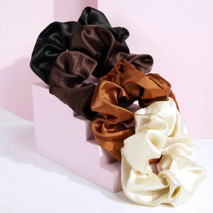 Brushworks - Nude Satin Scrunchies Pack of 4 - GOLDFARMACI