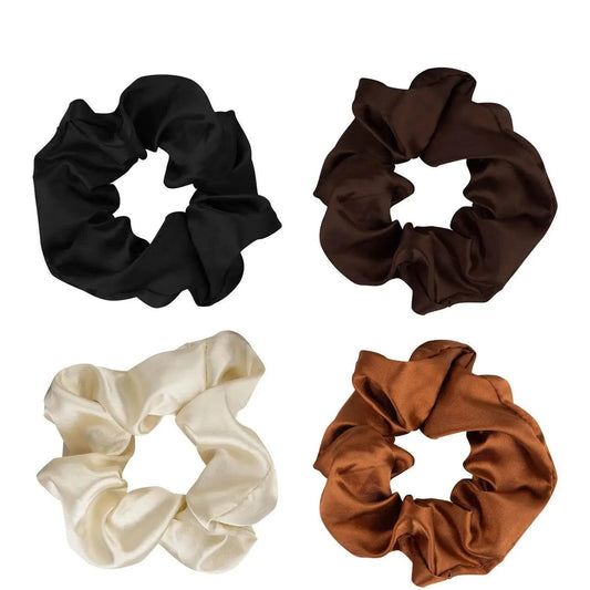 Brushworks - Nude Satin Scrunchies Pack of 4 - GOLDFARMACI