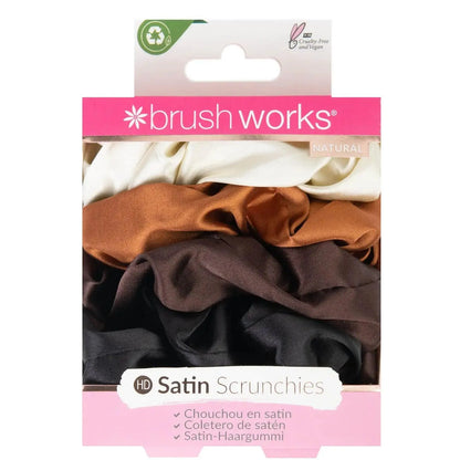 Brushworks - Nude Satin Scrunchies Pack of 4 - GOLDFARMACI