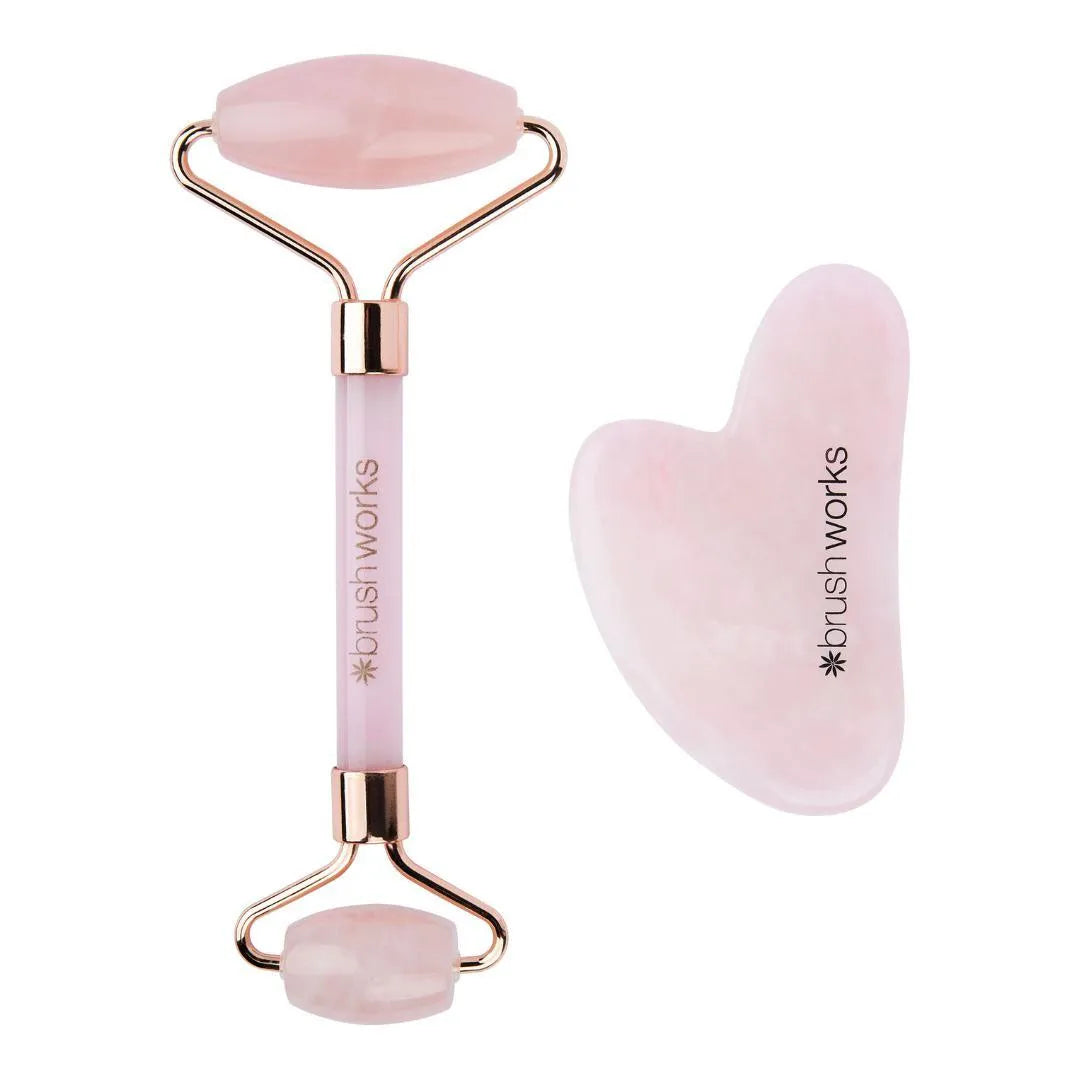 Brushworks - Rose Quartz Roller & Gua Sha - GOLDFARMACI