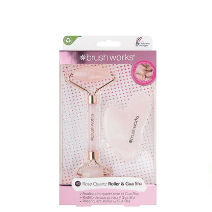 Brushworks - Rose Quartz Roller & Gua Sha - GOLDFARMACI