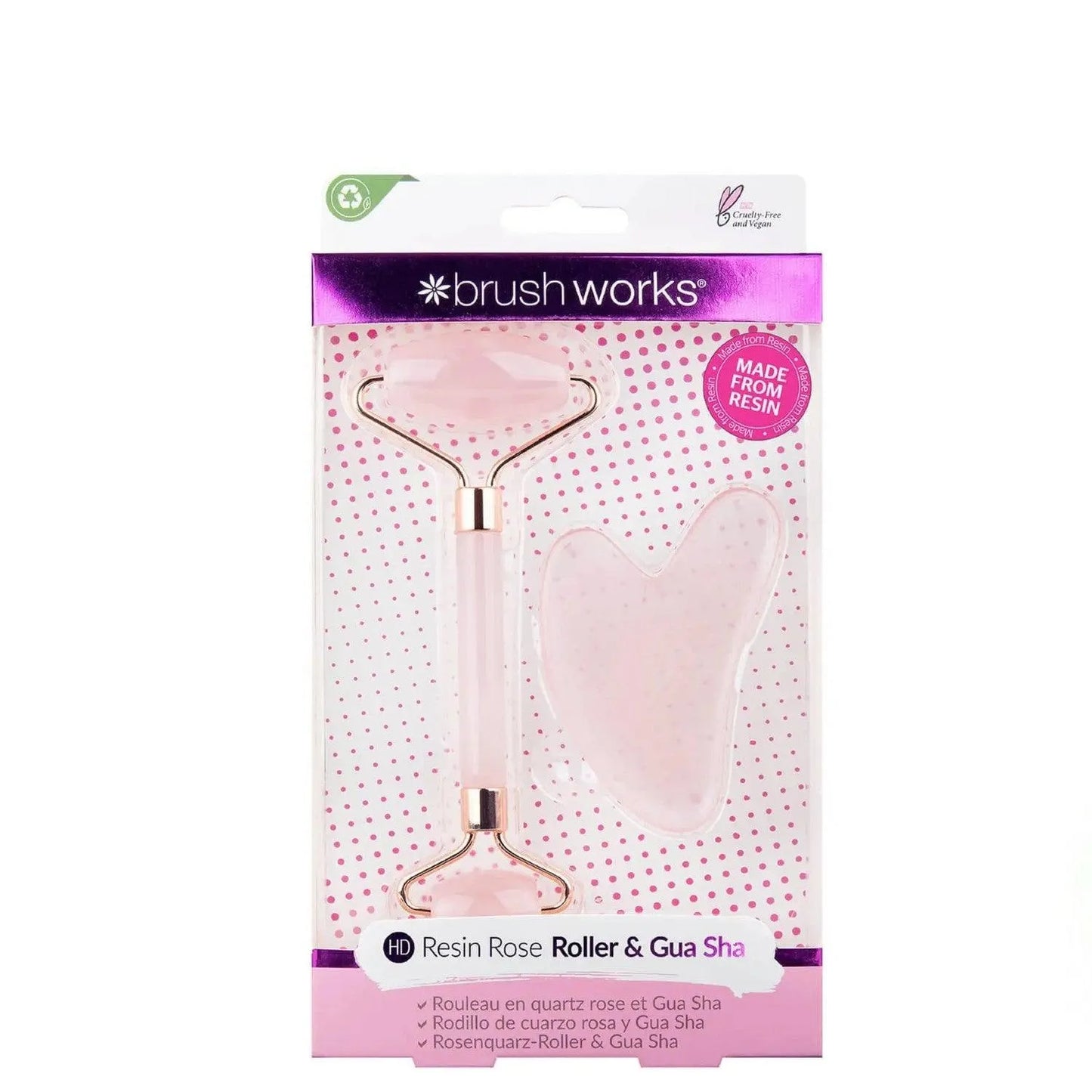 Brushworks - Rose Resin Roller & Gua Sha - GOLDFARMACI