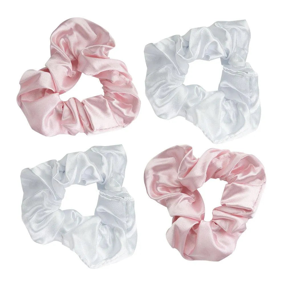Brushworks - Satin Scrunchies Pink & White - GOLDFARMACI