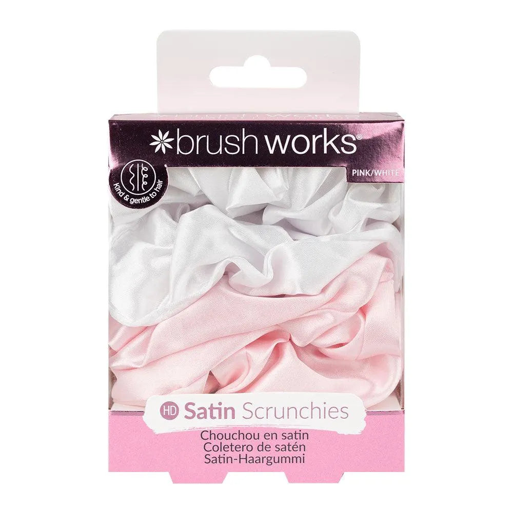 Brushworks - Satin Scrunchies Pink & White - GOLDFARMACI