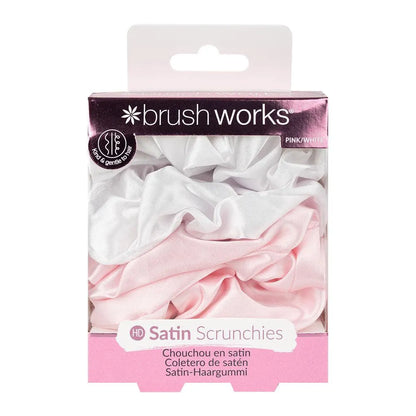 Brushworks - Satin Scrunchies Pink & White - GOLDFARMACI