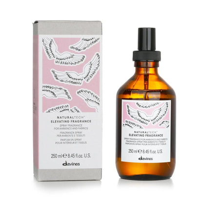 Davines Naturaltech Elevating Fragrance spray bottle and box with wing illustrations, 250ml