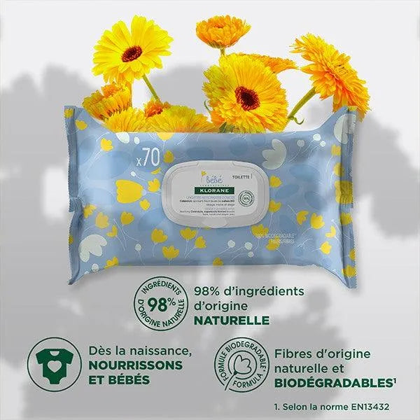 Klorane - Baby - Calendula Gentle Cleansing Wipes - GOLDFARMACI