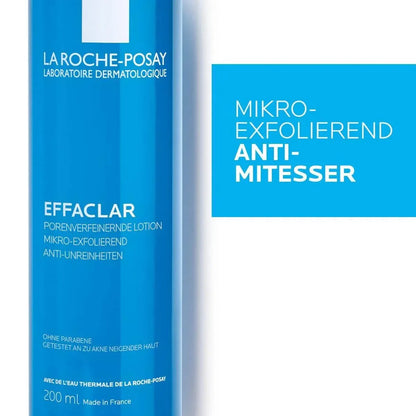 La Roche-Posay Effaclar clarifying lotion 200ml bottle, featured on Goldfarmaci pharmacy.