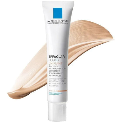 La Roche-Posay Effaclar Duo Unifiant skincare cream tube with beige swatch, Goldfarmaci