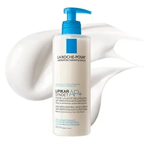 La Roche-Posay Lipikar Syndet AP+ gentle body wash bottle with pump, featured on Goldfarmaci Albania.