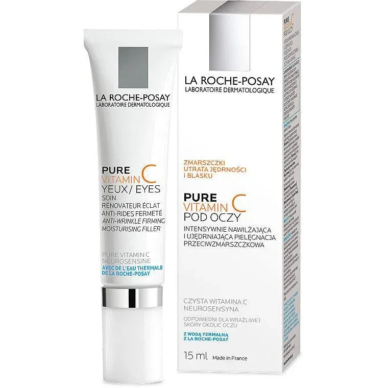 La Roche-Posay Pure Vitamin C Eyes cream and box, anti-wrinkle eye care at Goldfarmaci pharmacy.