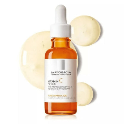 La Roche-Posay Pure Vitamin C10 serum bottle with dropper, shown on white background.