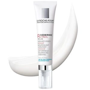 La Roche-Posay Redermic Retinol Eyes intensive anti-wrinkle eye cream tube on white background