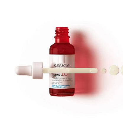 La Roche-Posay Retinol B3 Serum red bottle with dropper, dermocosmetic skincare at Goldfarmaci