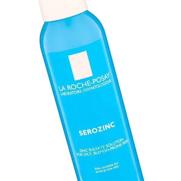Blue La Roche-Posay Serozinc spray bottle for oily, blemish-prone skin care