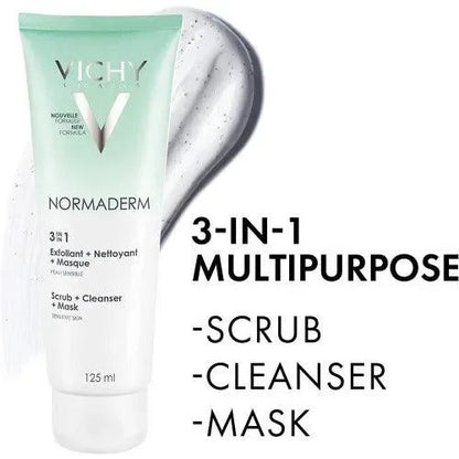 Vichy - Normaderm 3 in 1 Peeling Mask & Facial Cleansing Cream - GOLDFARMACI