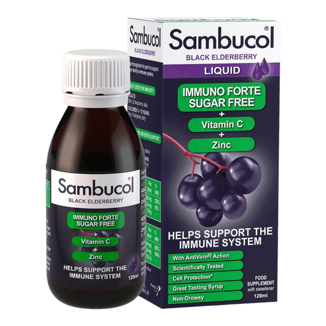 Sambucol - Liquid Immuno Forte Sugar free 120ml - GOLDFARMACI