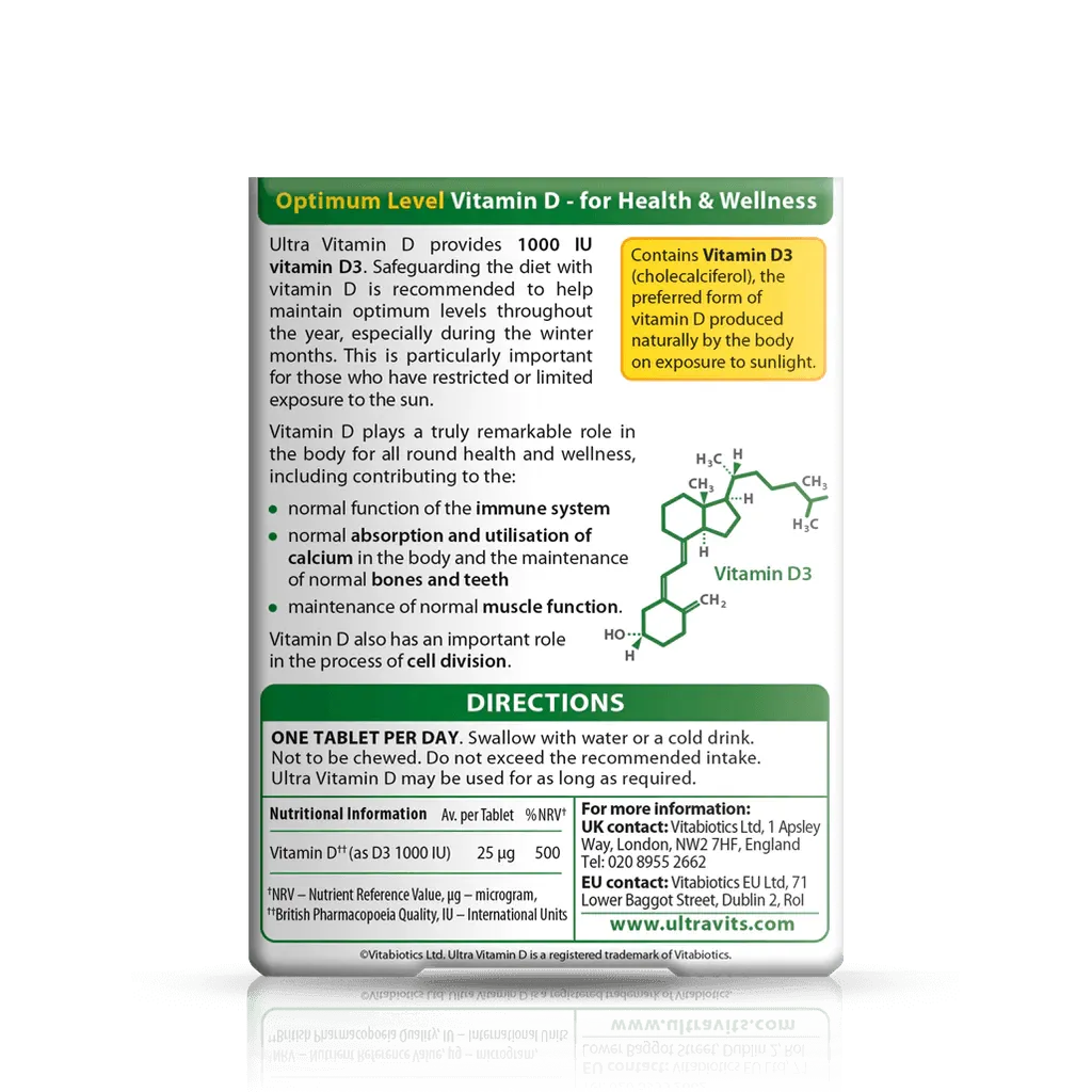 Vitabiotics - Ultra Vitamin D 1000IU 96Tabs - GOLDFARMACI