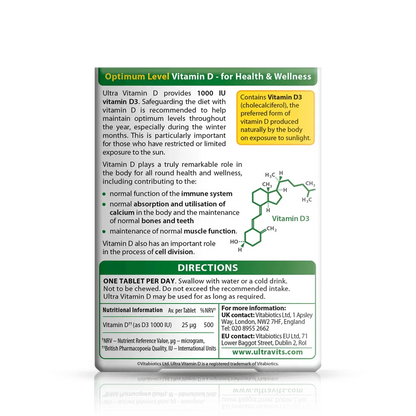 Vitabiotics - Ultra Vitamin D 1000IU 96Tabs - GOLDFARMACI