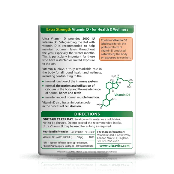 Vitabiotics - Ultra Vitamin D 2000IU 96Tabs - GOLDFARMACI